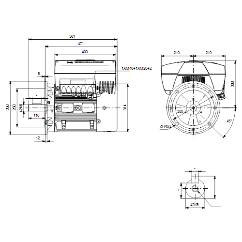 Габаритный чертеж насосов MGE160MD