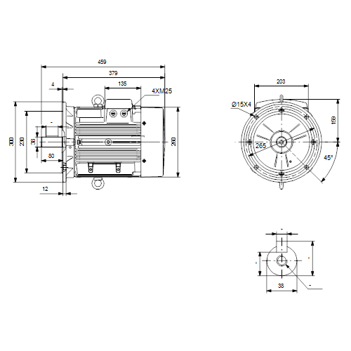 Габаритный чертеж насосов MG132SB