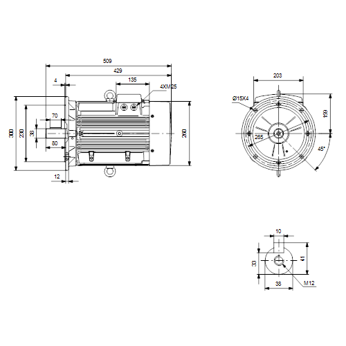 Габаритный чертеж насосов MG132MB